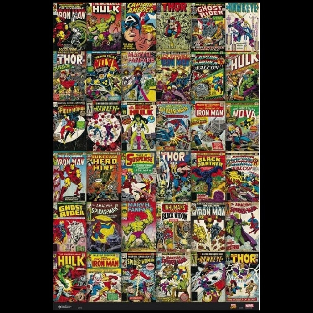 Marvel Comic Book Covers Poster